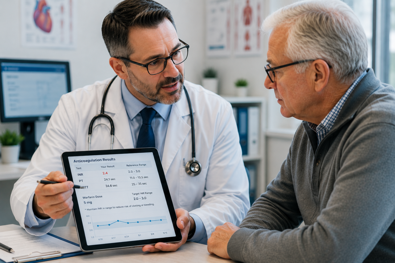 Anticoagulant Errors - ChatGPT Image Jun 24 2026 06_34_33 PM | Petrucelli & Petrucelli Doctor reviewing a chart with his patient - perhaps discussing Anticoagulant Errors